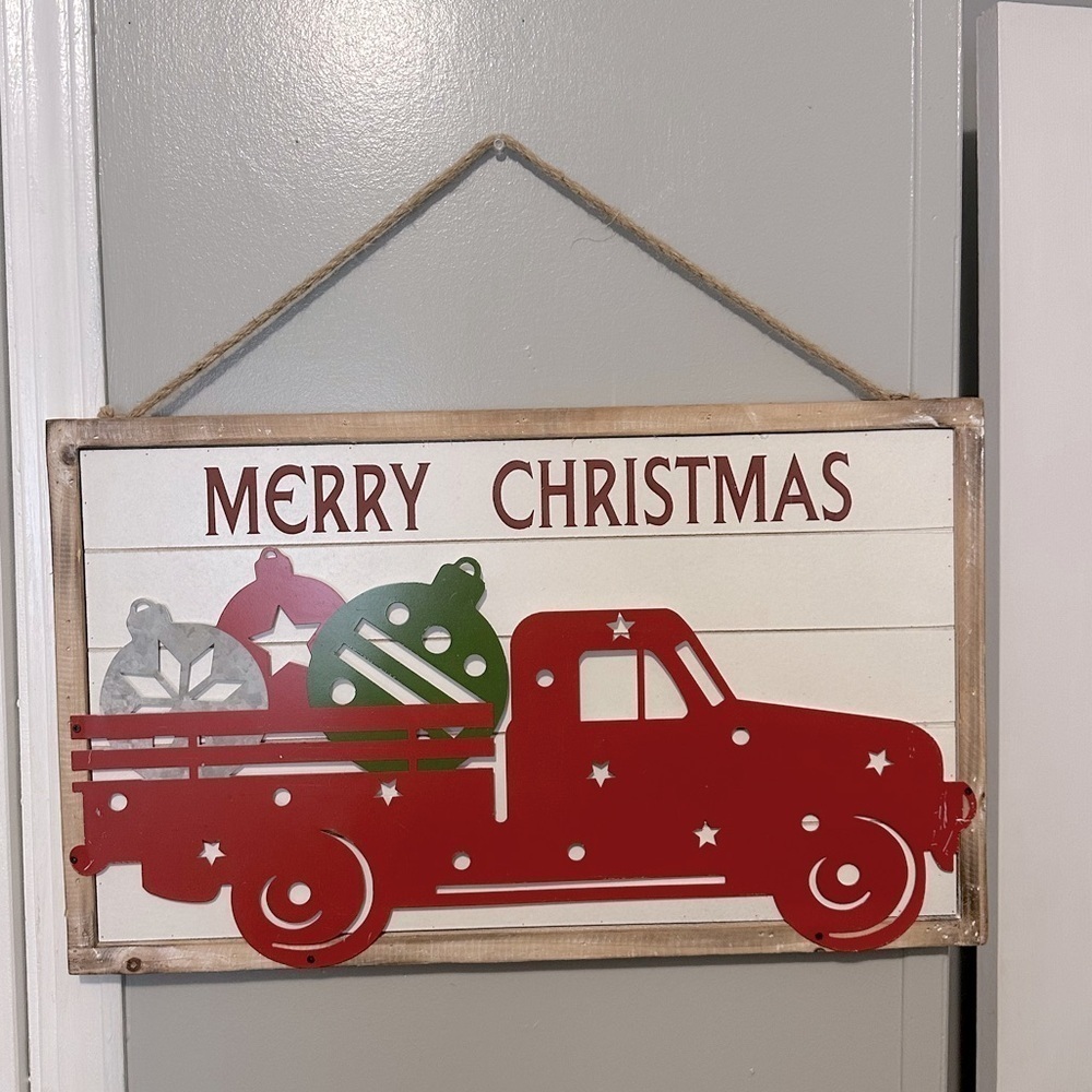 Two Sided Vintage Christmas and Fall Wooded Hanging Wall Decor